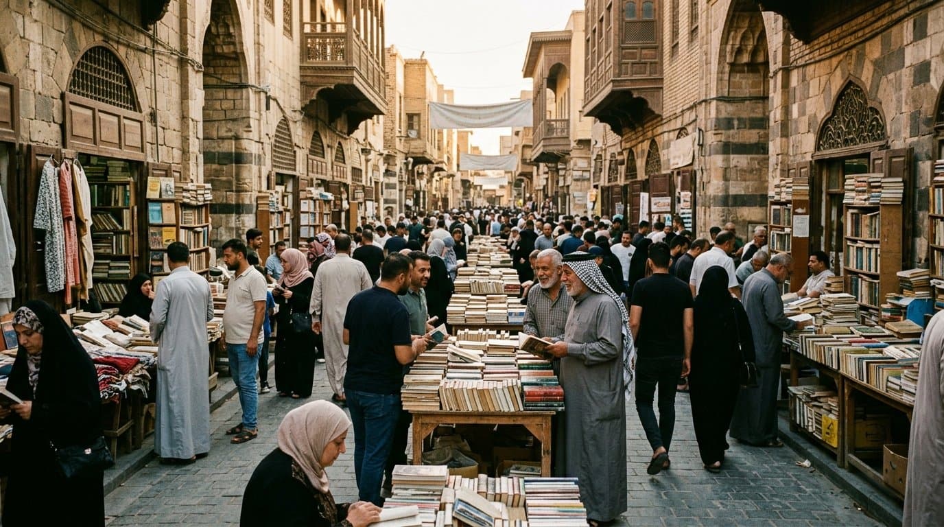 Freitagmorgen in der Al-Mutanabbi-Straße: Büchermärkte und das Shabandar-Café 1