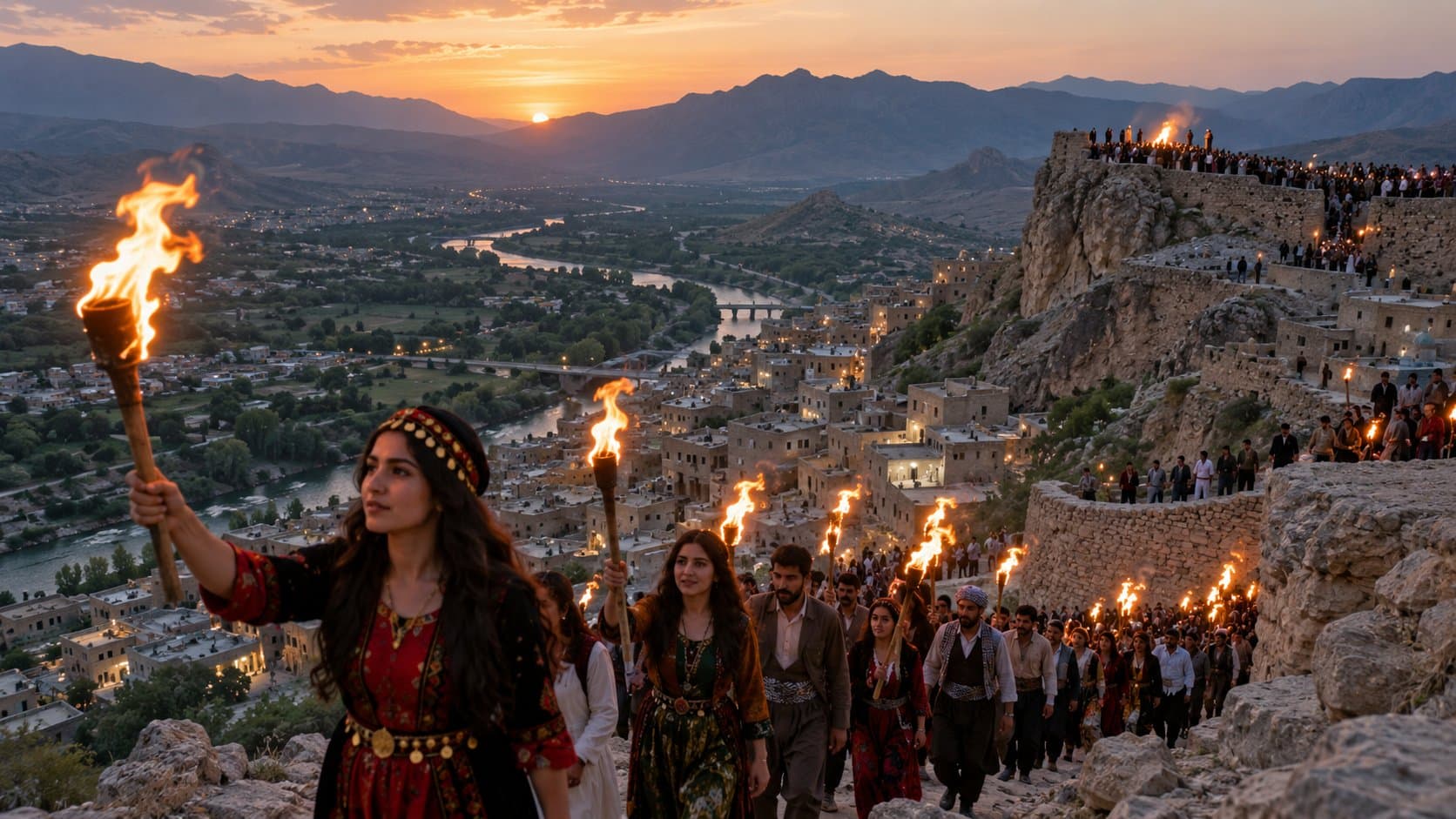 Newroz-Fackelzug in Akre