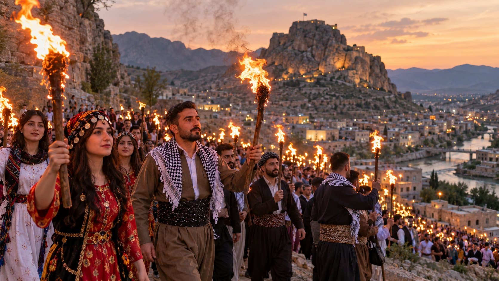 Newroz-Fackelzug in Akre 3