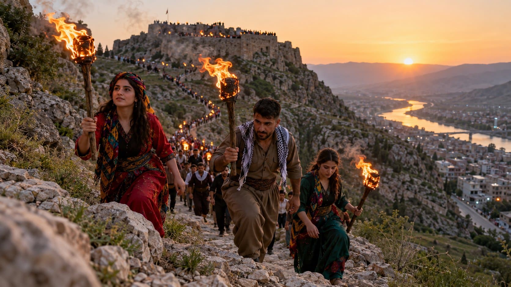 Newroz-Fackelzug in Akre 4
