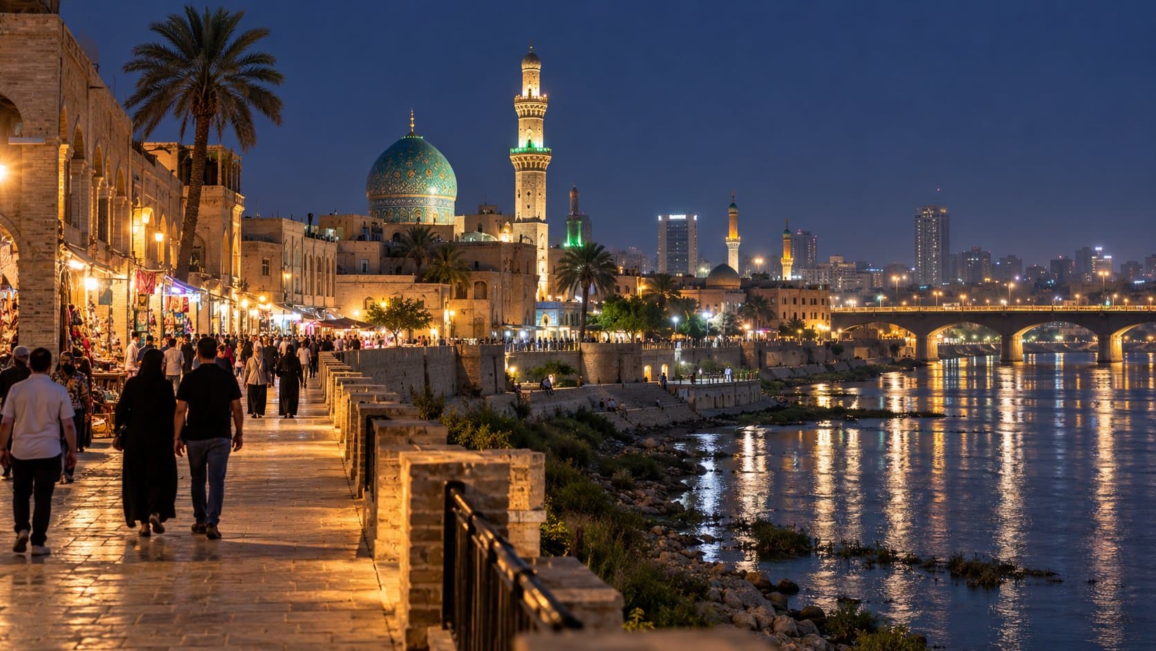 Night photography walking tour of historic Baghdad