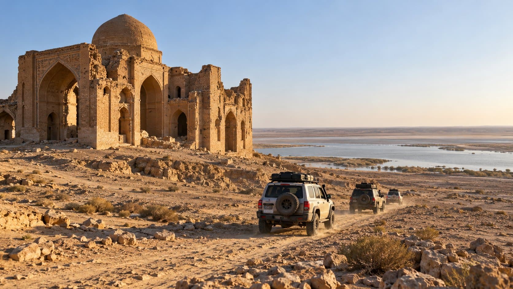 Wüstensafari im Geländewagen von Al-Ukhaidir nach Bahr Al-Najaf 3