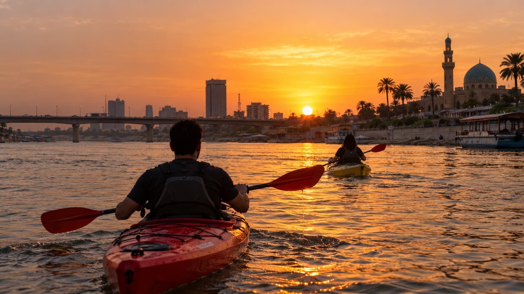 Sonnenuntergangs-Kajaktour auf dem Tigris in Bagdad 2