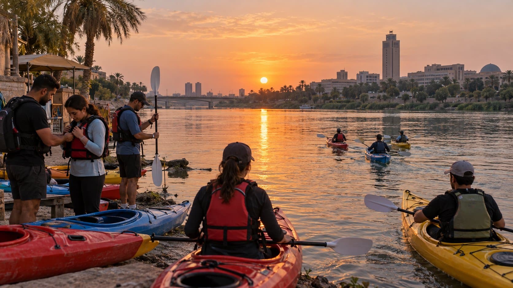 Sonnenuntergangs-Kajaktour auf dem Tigris in Bagdad 3