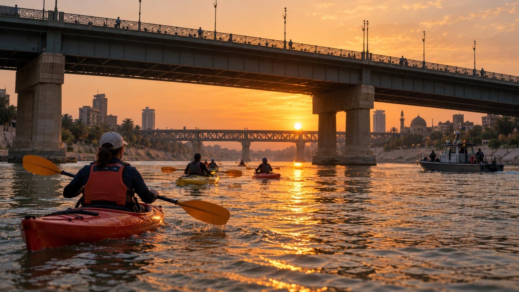 Sonnenuntergangs-Kajaktour auf dem Tigris in Bagdad 4