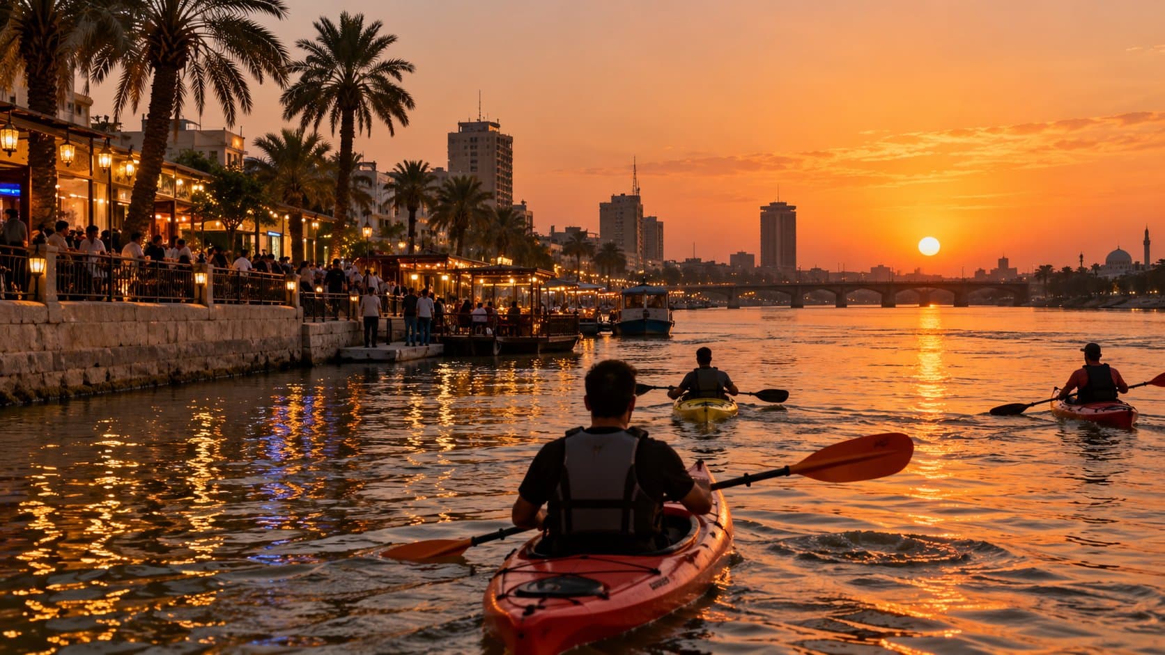 Sonnenuntergangs-Kajaktour auf dem Tigris in Bagdad 5